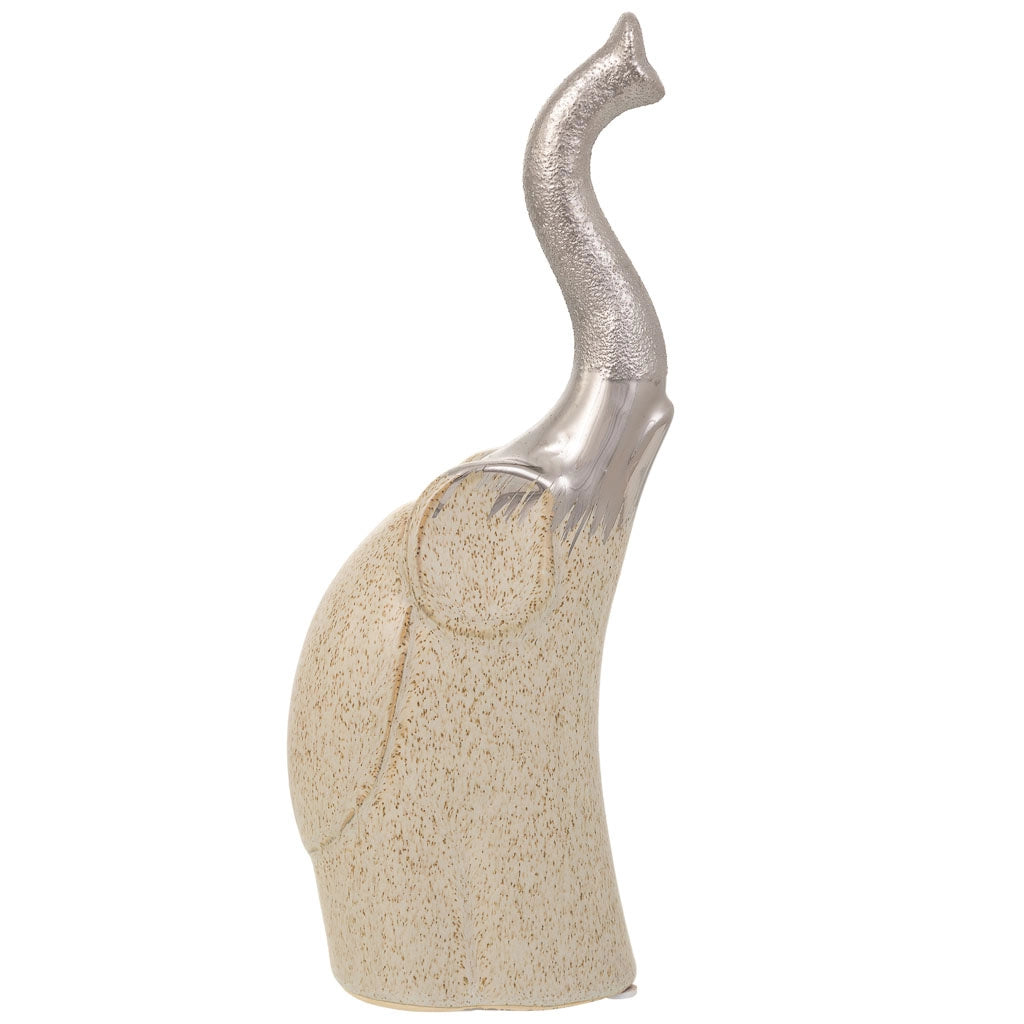 Elefante decoro ceramica argento 11,5x7x28h