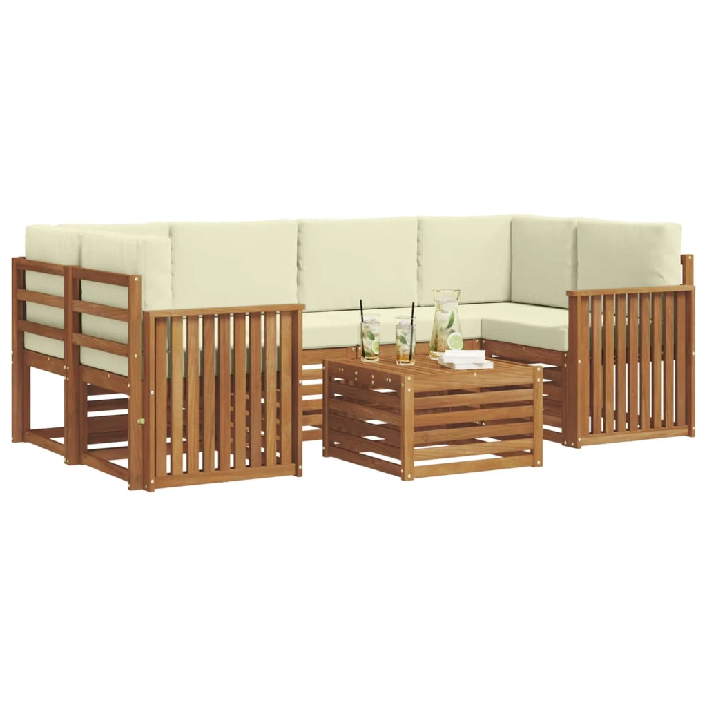 Set di divani da esterno con cuscino 7 pcs Naturale e Crema 3374445