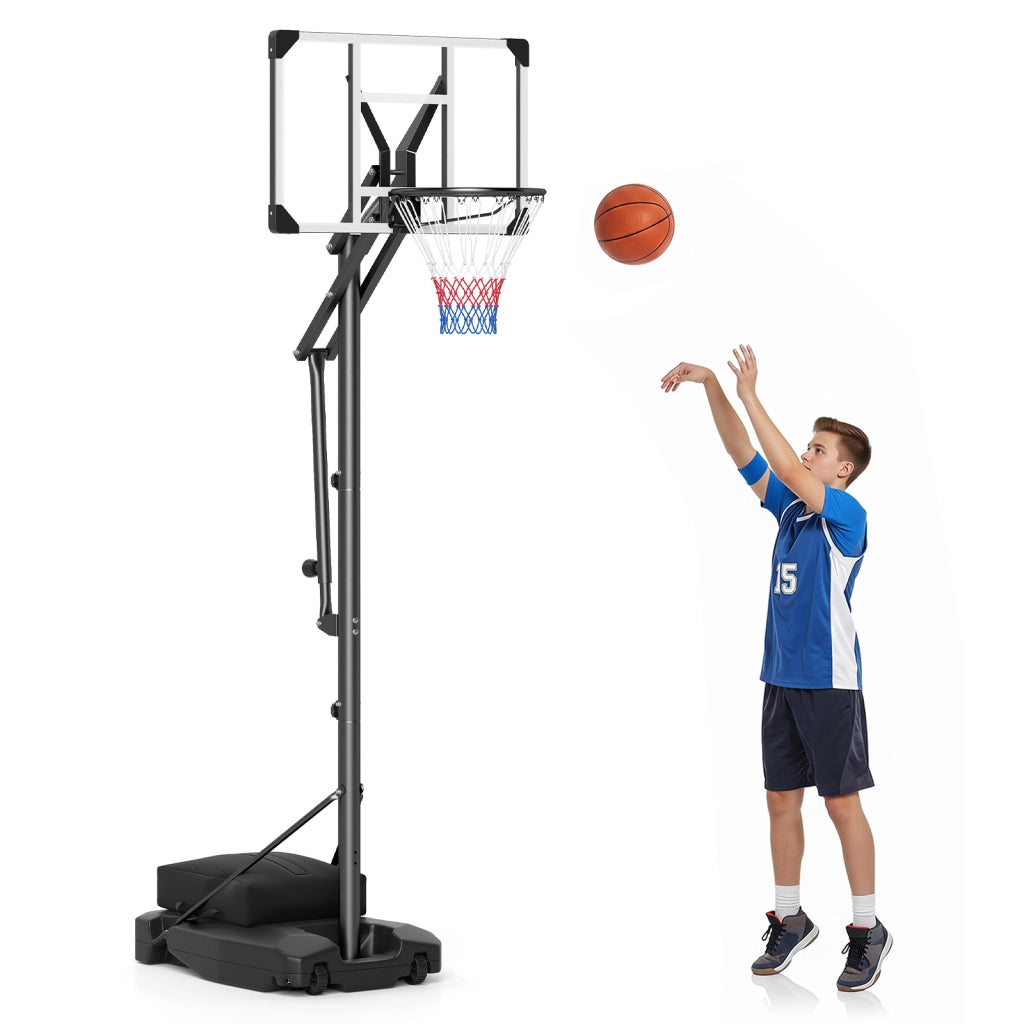 Canestro da basket per esterno e interno con base riempibile tabellone, Supporto regolabile e portatile per adulti e adolescenti
