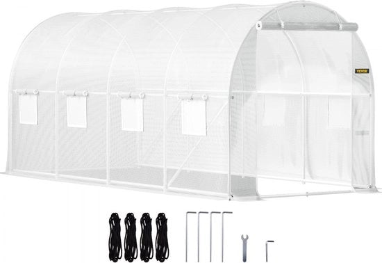 Casa con tetto curvo, 4,6 x 2,1 x 2,1 m, casa a telaio freddo, telaio in acciaio zincato e copertura in PE, casa per verdure, impermeabile e resistente ai raggi UV, ideale per il coltivazione di ortaggi e fiori