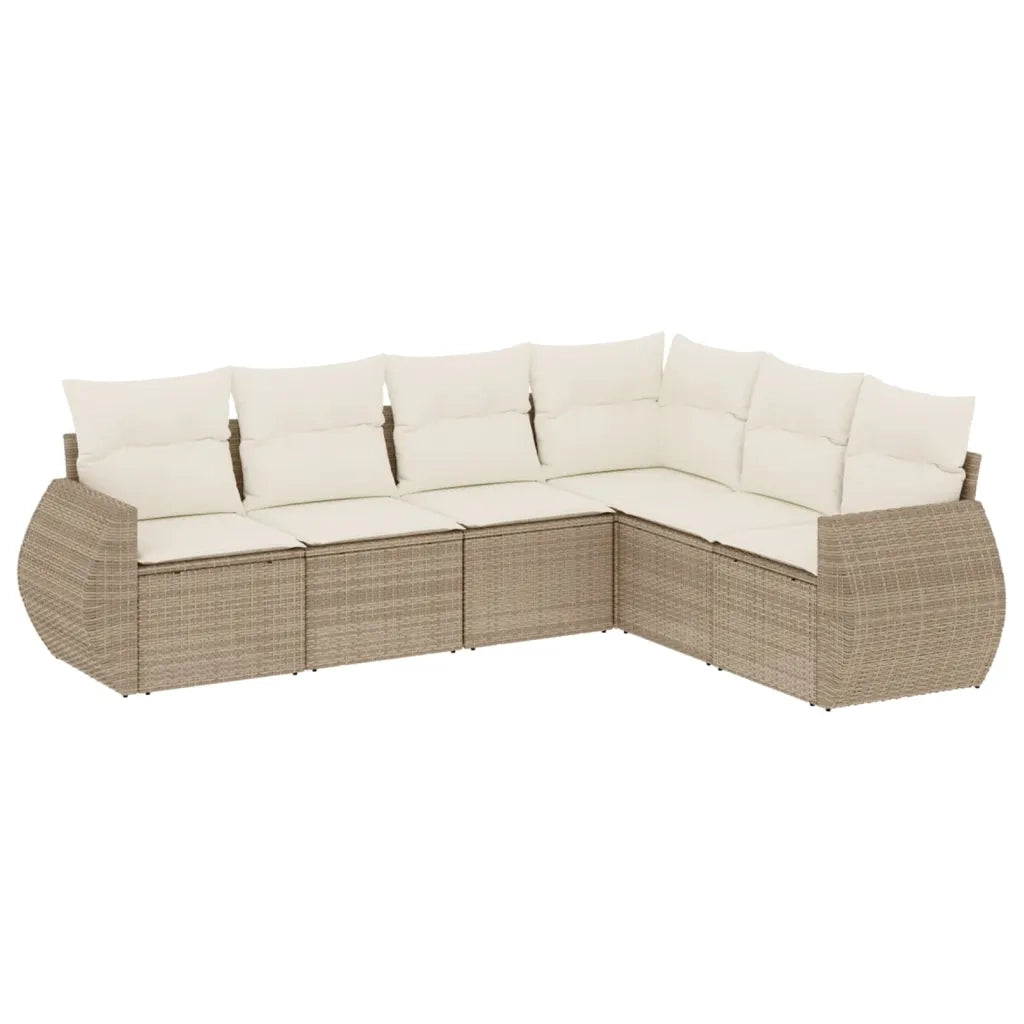 Set Divano da Giardino 6 pz con Cuscini Beige in Polyrattan 3221407