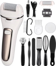 Elettro Eeltverwijderatore - Nagelvijl - Con Accessori - Eeltverwijderatore - Nagelset - 3 Rolli - 2 Velocità - Caricabile via USB - Motore Potente - IPX7 Resistente all'Acqua - Nagelvijl a Piede - Bianco