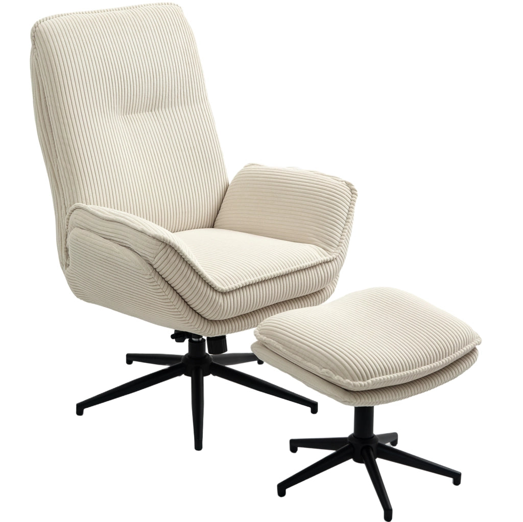 Poltrona relax girevole 360° con poggiapiedi beige