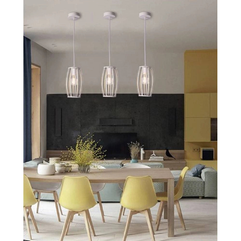 Trade Shop - Lampadario Soffitto E27 Di Forma Ovale Nero Bianco Portalampada Sospensione A34 -