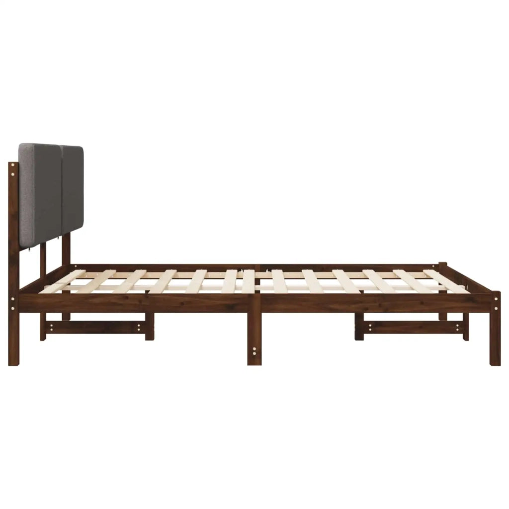 Letto con Testiera Rivestita Marrone scuro e grigio chiaro 903980