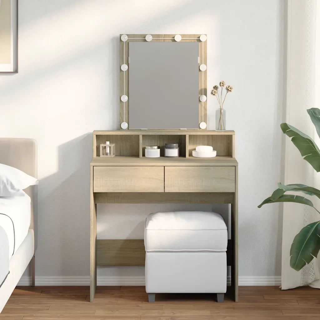 Toeletta | Tavolo da Trucco con LED Rovere Sonoma 80x41x144,5 cm