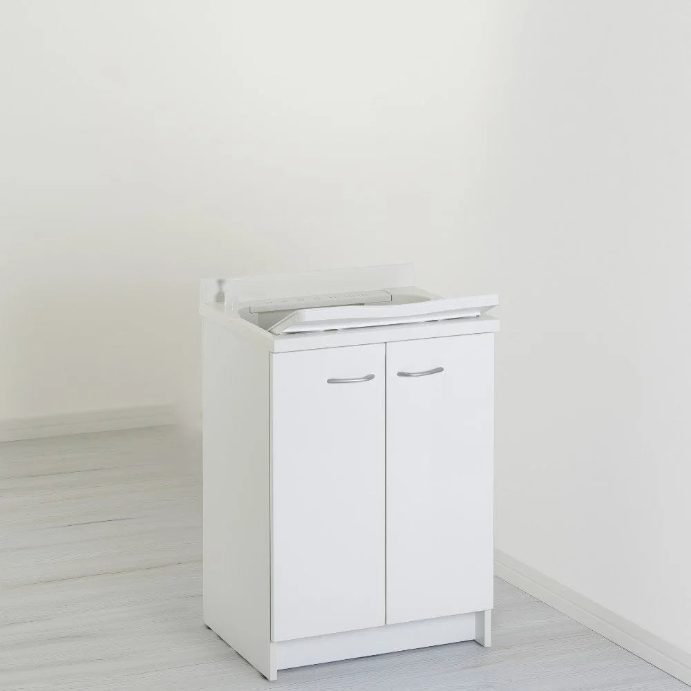 Mobile lavatoio 50x60 cm bianco con vasca in termoplastico, fondo salvagoccia e asse in termoplastico | Lavella