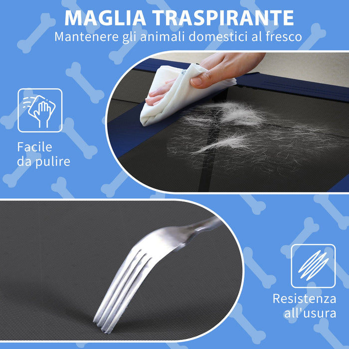 Cuccia per Cani Taglia Grande 106x76x94 cm in Acciaio e Poliestere Blu Scuro