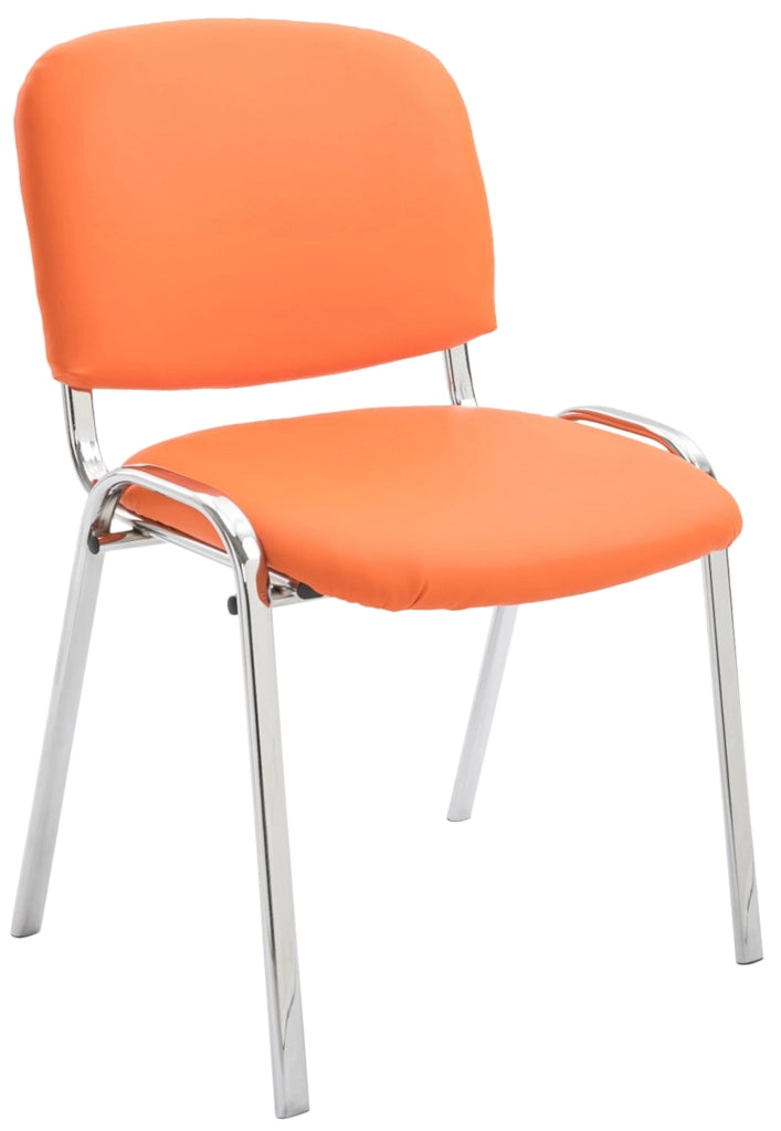 Sedia ospite impilabile KEN in similpelle arancione