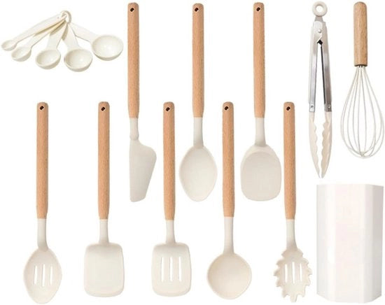 Set di utensili da cucina in silicone - Set di accessori da cucina - Senza BPA - Sospeso - Set di accessori da cucina con supporto - Qualità robusta - Resistente al calore - In silicone - Accessori da cucina