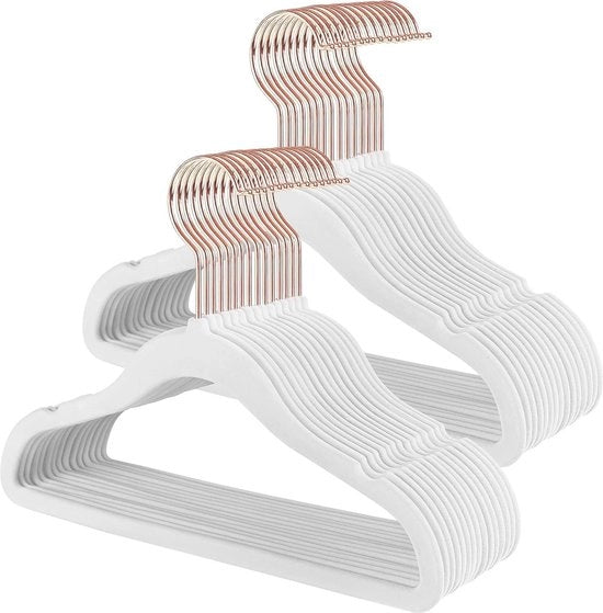 Set di appesi per bambini da 50 - rosé oro - antiscivolo - spazievend - armadio per bambini - abbigliamento per bambini - seta bianca