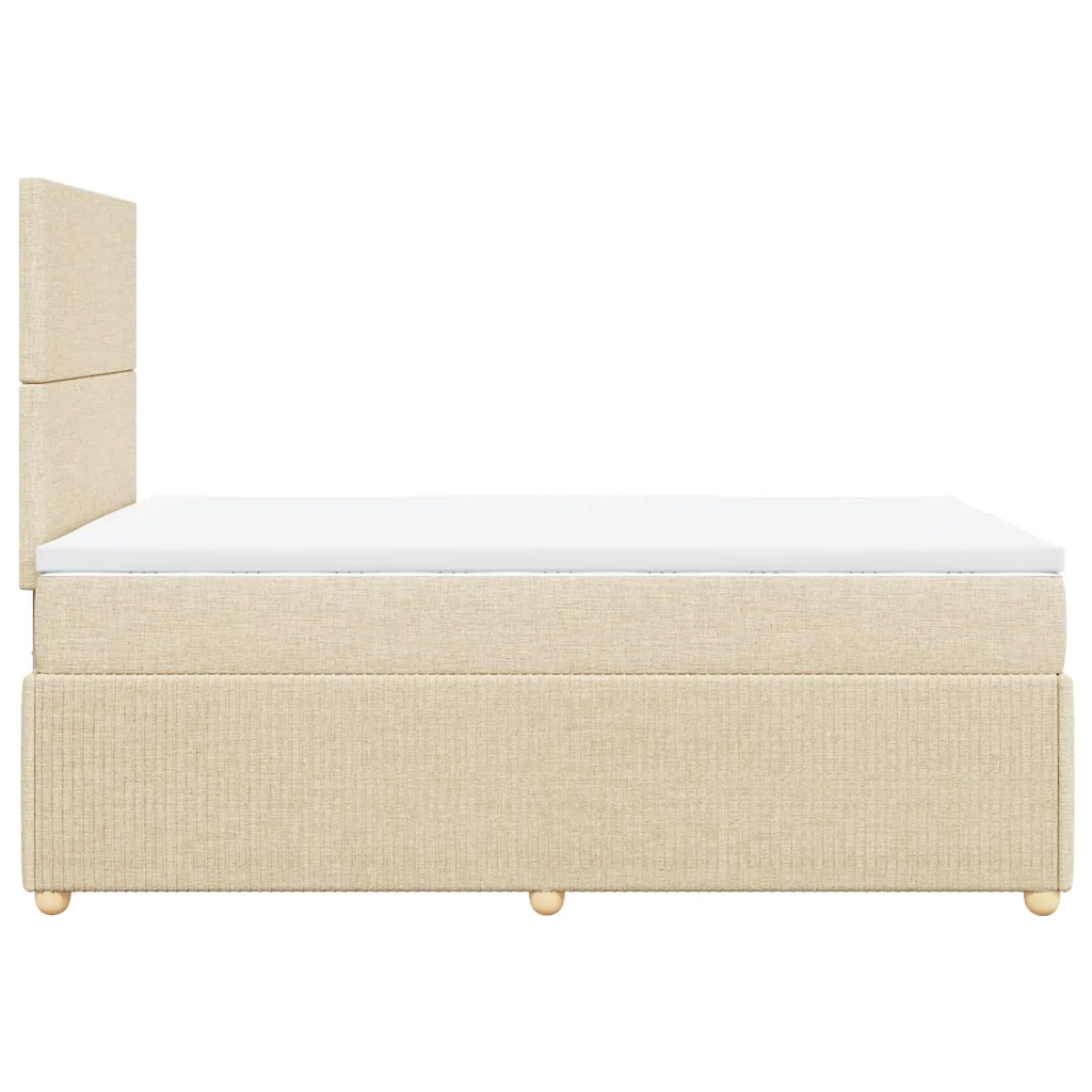 vidaXL Giroletto a Molle con Materasso Crema 120x190 cm in Tessuto