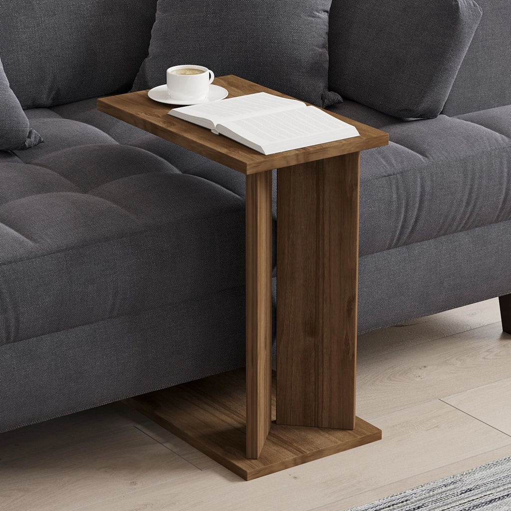Tavolino in legno "Lun" - 25 x 50 x 48 cm - Marrone