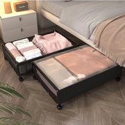 Trade Shop - Contenitore Portaoggetti Sottoletto In Metallo Con Ruote Coperchio Biancheria Salvaspazio -