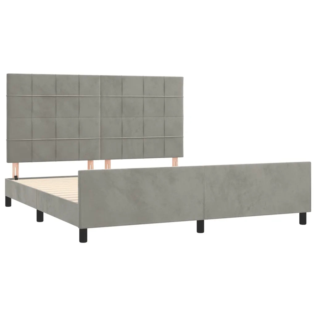 Giroletto senza Materasso Grigio Chiaro 160x200 cm Velluto