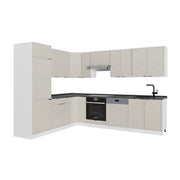 Cucina angolare completa Fame-Line GrigioBeige/Bianco 287 x 60 cm, PL Antracite Vicco