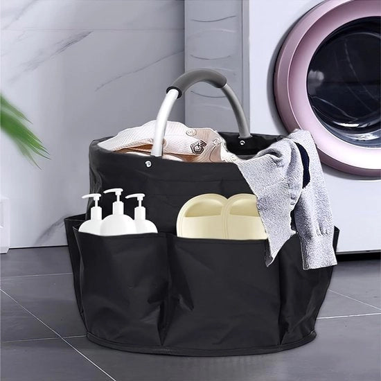 Borsa da picnic trasportabile, portatile, pieghevole, contenitore di stoccaggio, borsa da bagno, borsa per la spesa (nero)