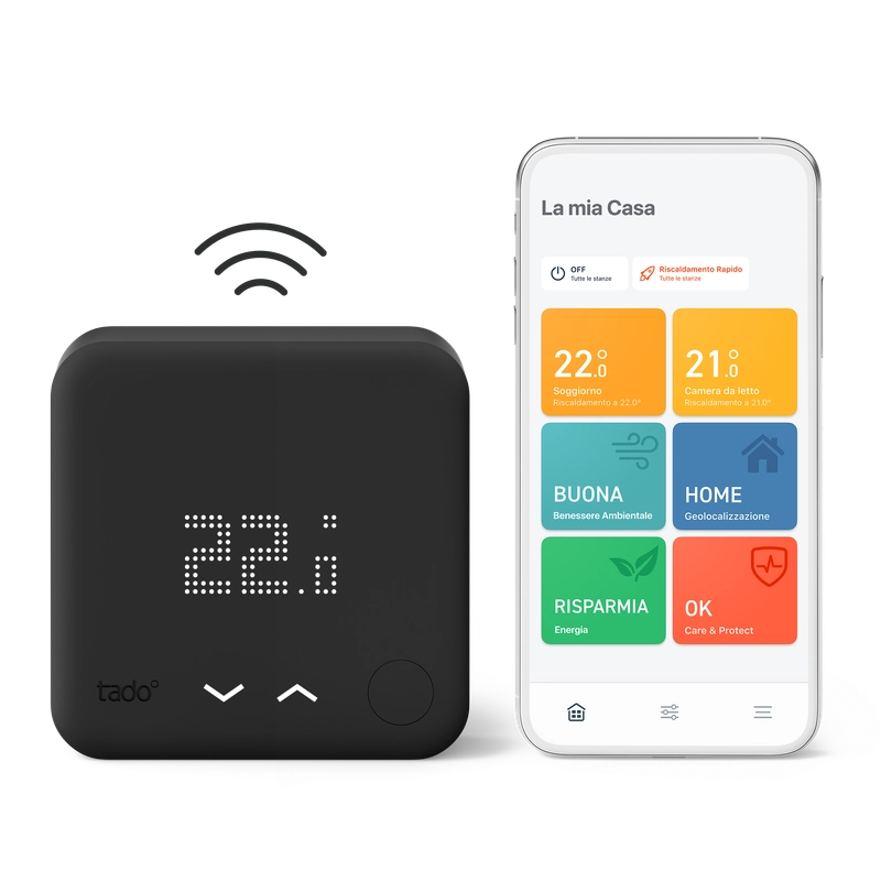TADO¬∞ termostato kit di base V3+. Termostato Intelligente Wireless. Compatibile con Alexa e Google Assistant. Nero