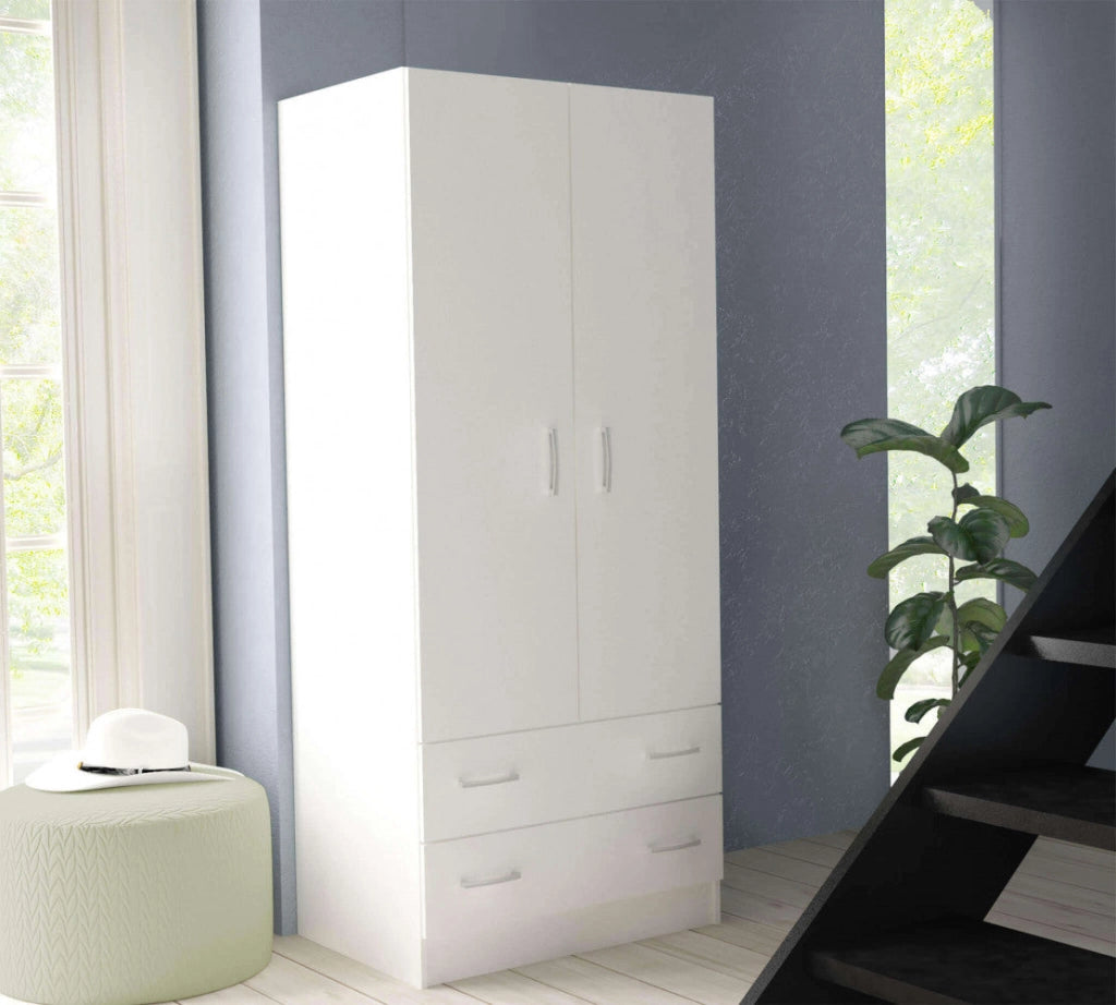 Armadio 2 Ante 80x52x180 h cm in Truciolare bilaminato Bianco