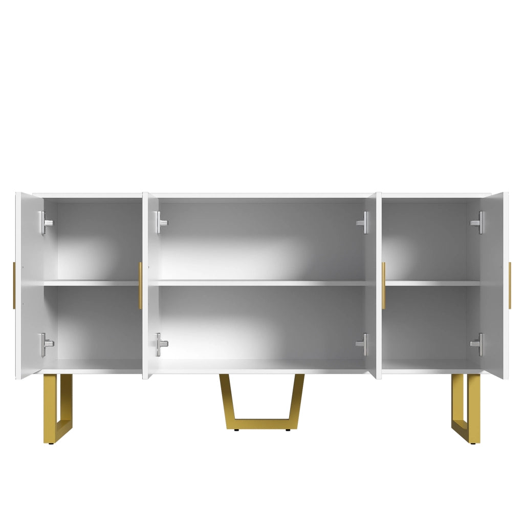 Credenza moderna bianca 150 cm con 4 ante e ripiani regolabili