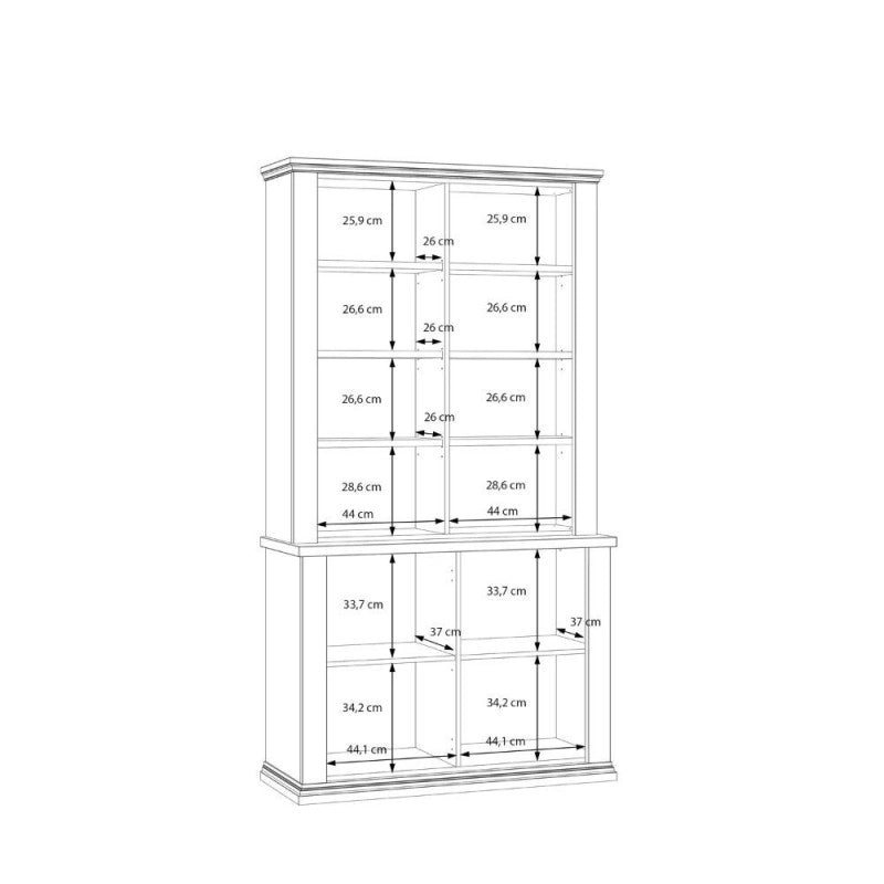 Vetrina Essenza con 2 ante a vetro e 2 ante in stile classico colore grigio scuro e rovere