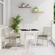 Set da Pranzo da Giardino 3 Pezzi Grigio Chiaro in Poly Rattan