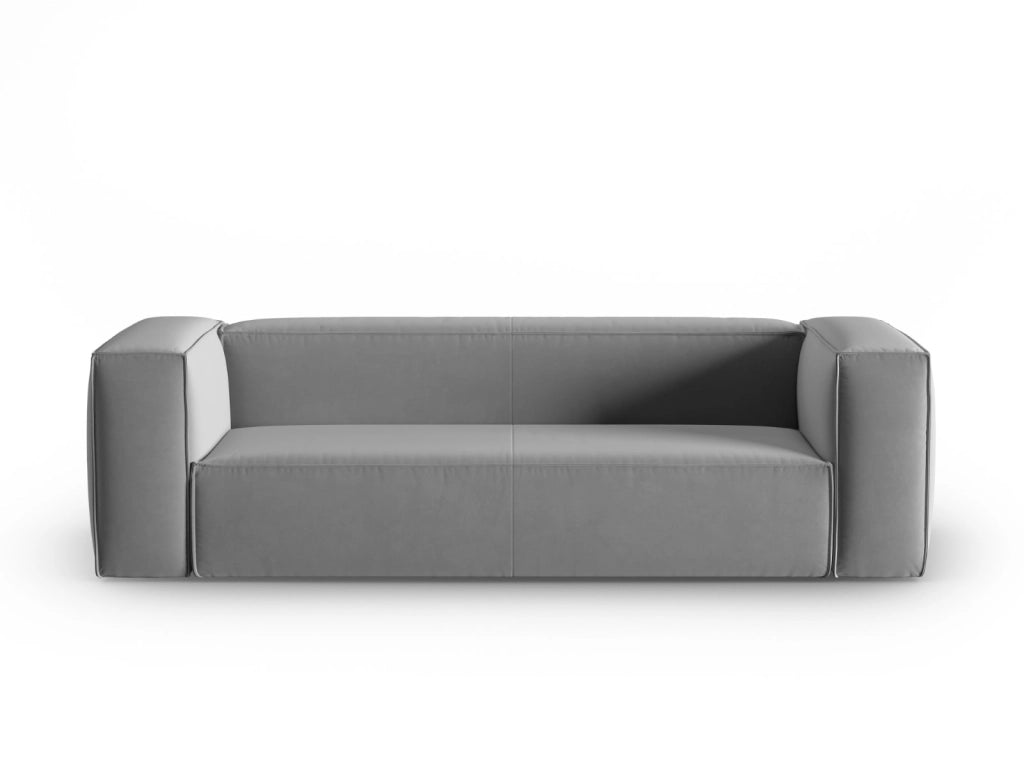 Cosmopolitan Design - Divano "Mackay" 4 posti in velluto grigio chiaro 