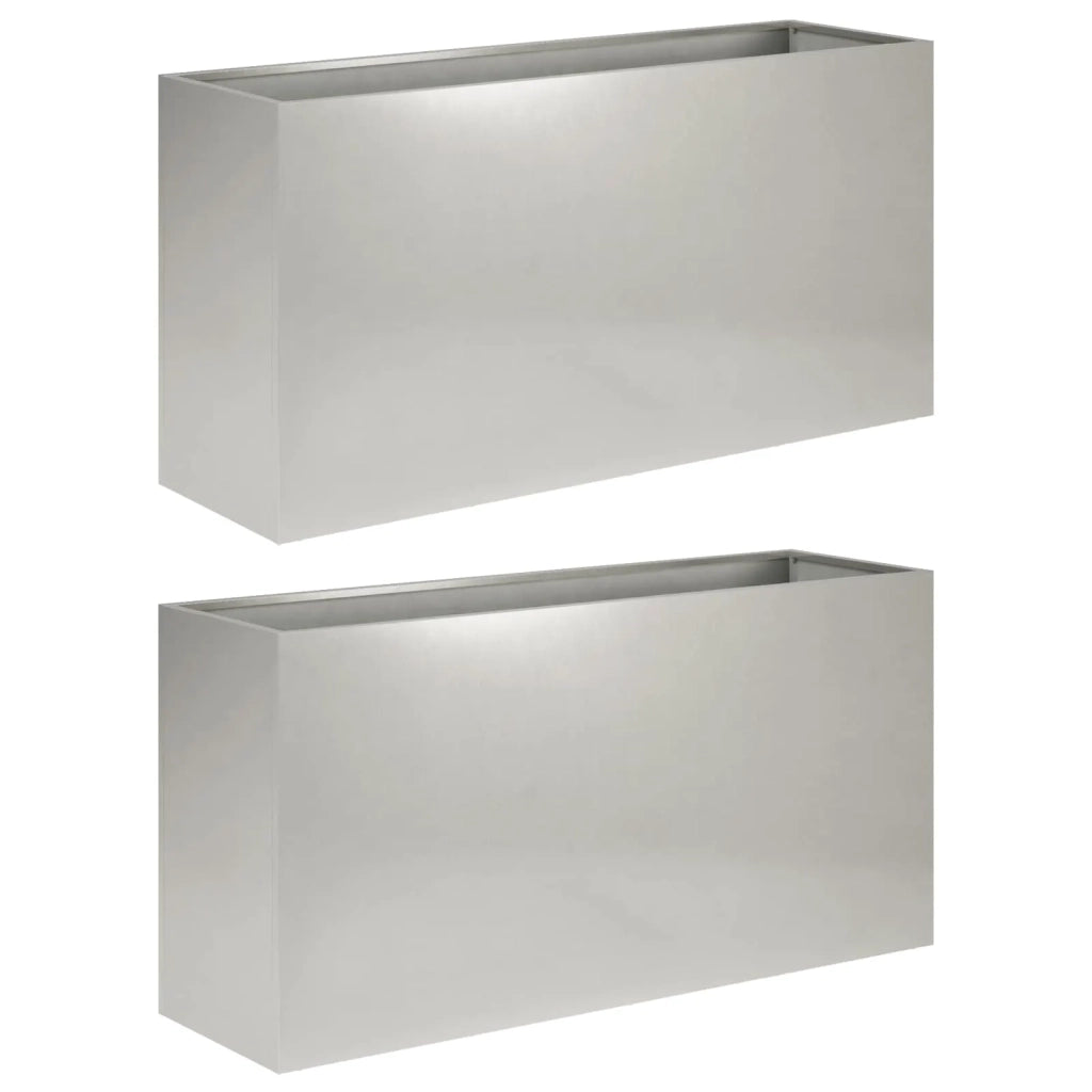 Vaso da giardino 2 pz Argento 100 x 30 x 50 cm Acciaio Inox 8005633