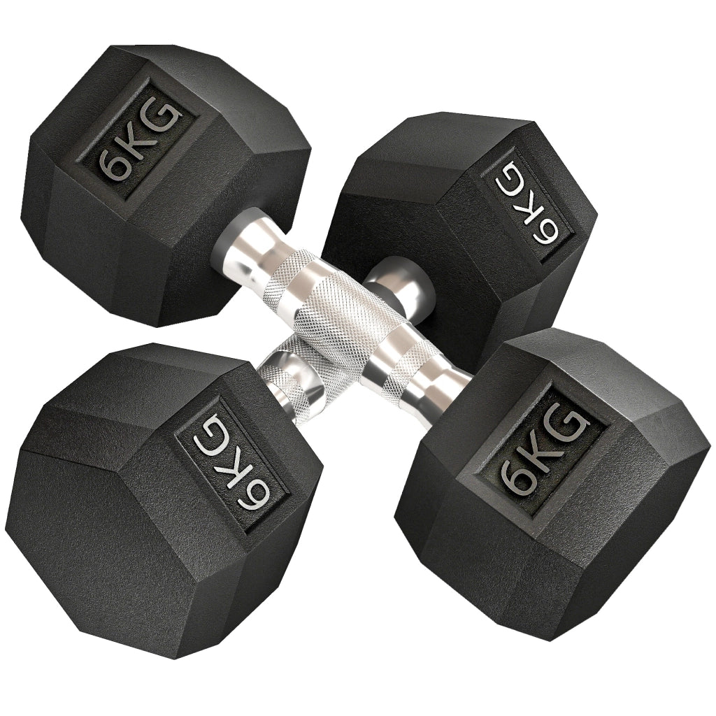 Manubri Esagonali 6kg Antiscivolo ¨C zephmum ¨C Nero, Gomma
