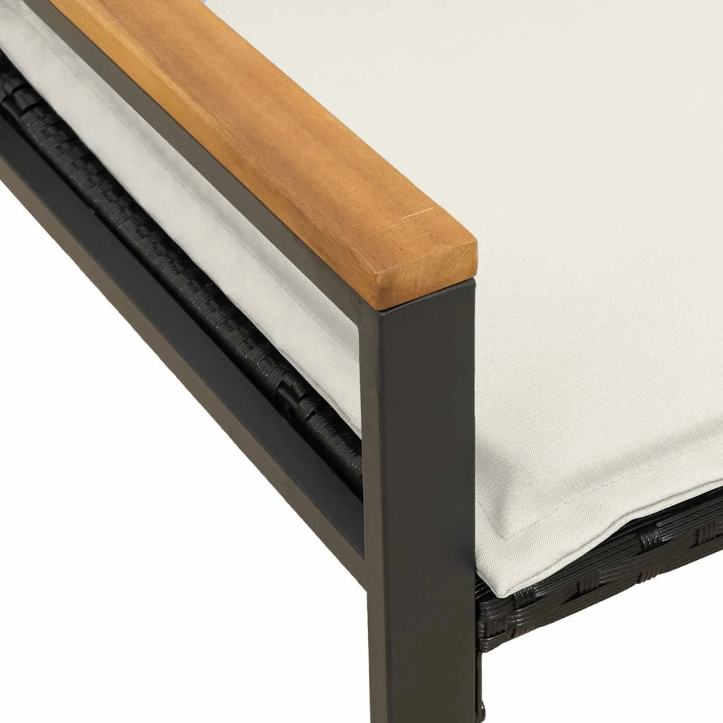 Panca da Giardino | Panchina Nero e Bianco Crema 115 x 65 x 72 cm Rattan