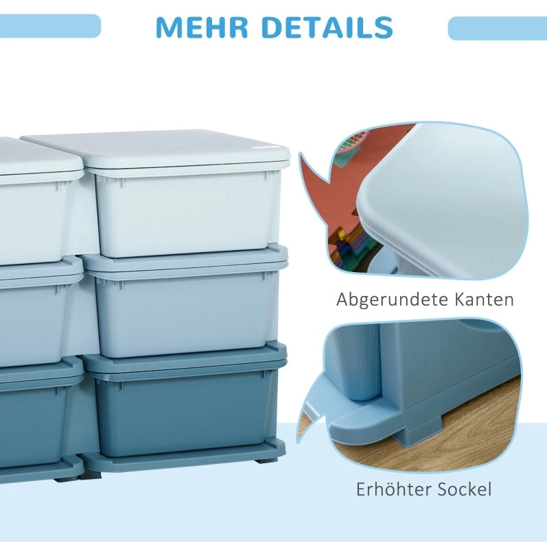 Cassettiera portagiochi in plastica blu con 6 cassetti