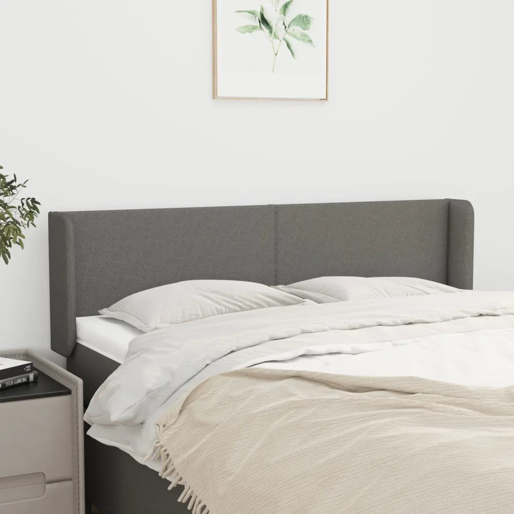 Testiera | Testata ad Orecchio Grigio Scuro 147x16x78/88 cm in Tessuto