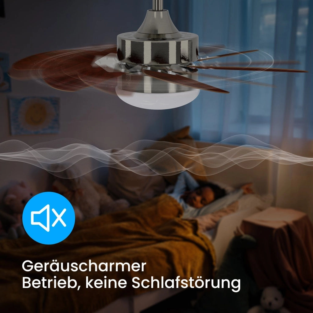 ZMH Ventilatore a Soffitto con Luce e Telecomando 6 Pale 75cm Silenzioso Timer per Camera da Letto Senza Lampadina
