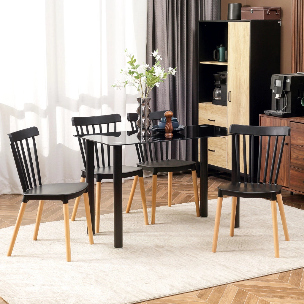 Sedia da Pranzo Stile Scandinavo ¨C Minimal ¨C Polipropilene Faggio Nero 48x52.5x83 cm