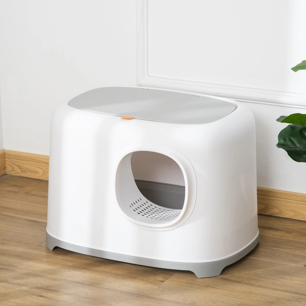 Casetta igienica per gatti chiusa con coperchio e paletta ¨C zephmum ¨C bianco plastica 55x40x39 cm