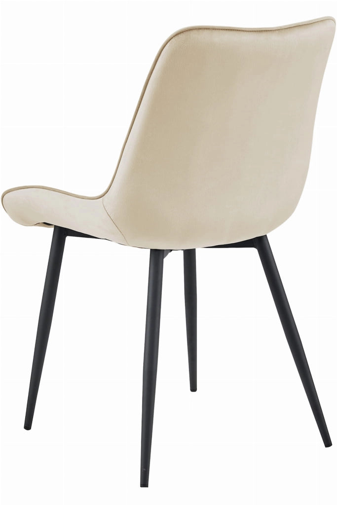 Sedia VALORA BERA - Moderna in velluto beige con gambe nere x 4