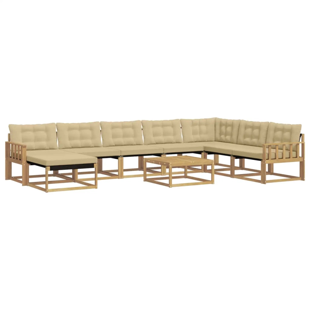Set di divani da esterno 9 pcs Bianco e Beige