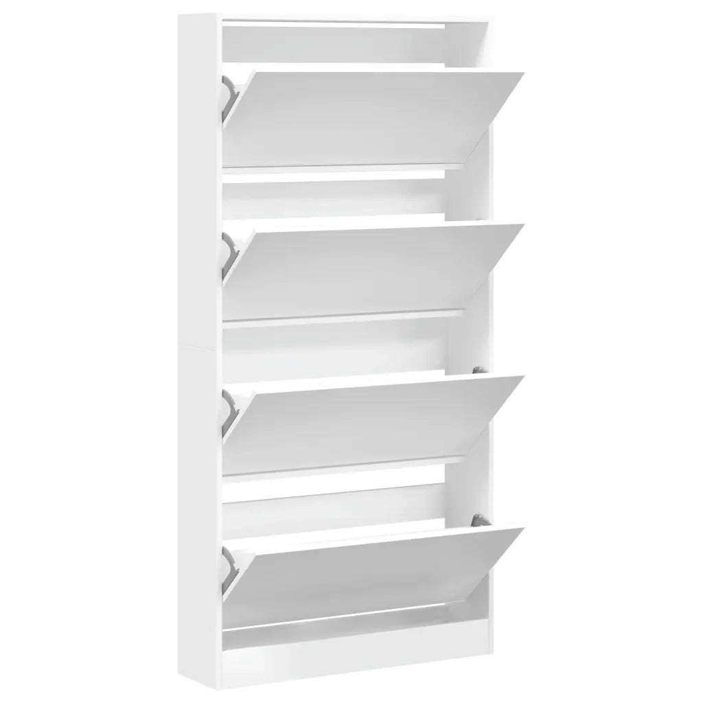 Scarpiera | Mobile per scarpe con 4 Cassetti Ribaltabili Bianca 80x21x163,5 cm
