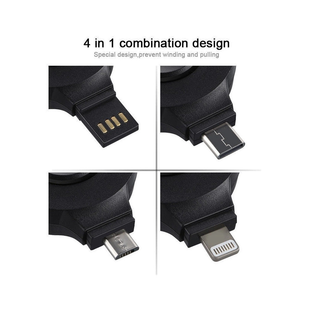 Trade Shop - Caricatore Per Cellulari Smartphone 4 In 1 Multifunzione Universale Ricarica Usb -