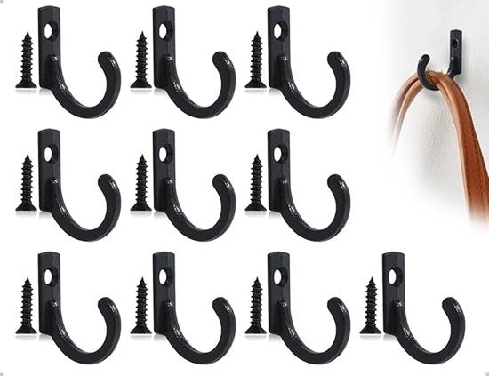Pacchetto da 10 pezzi di chiodi a muro vintage, realizzati in acciaio inox, chiodi per chiave, chiodi singoli, con viti a tappo, adatti per asciugamani, bagni, camere da letto e cucine (nero)