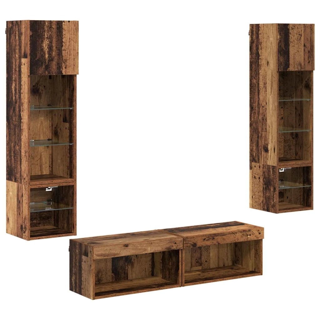 Unità TV da Parete 6 pcs Legno vecchio Legno multistrato 3402932