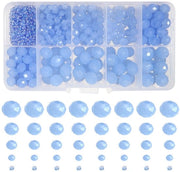 Collana in vetro 1000 pezzi - Perle in vetro azzurre - 2 mm/4 mm/6 mm/8 mm/10 mm - Creazione di gioielli - Fai da te - Artigianato