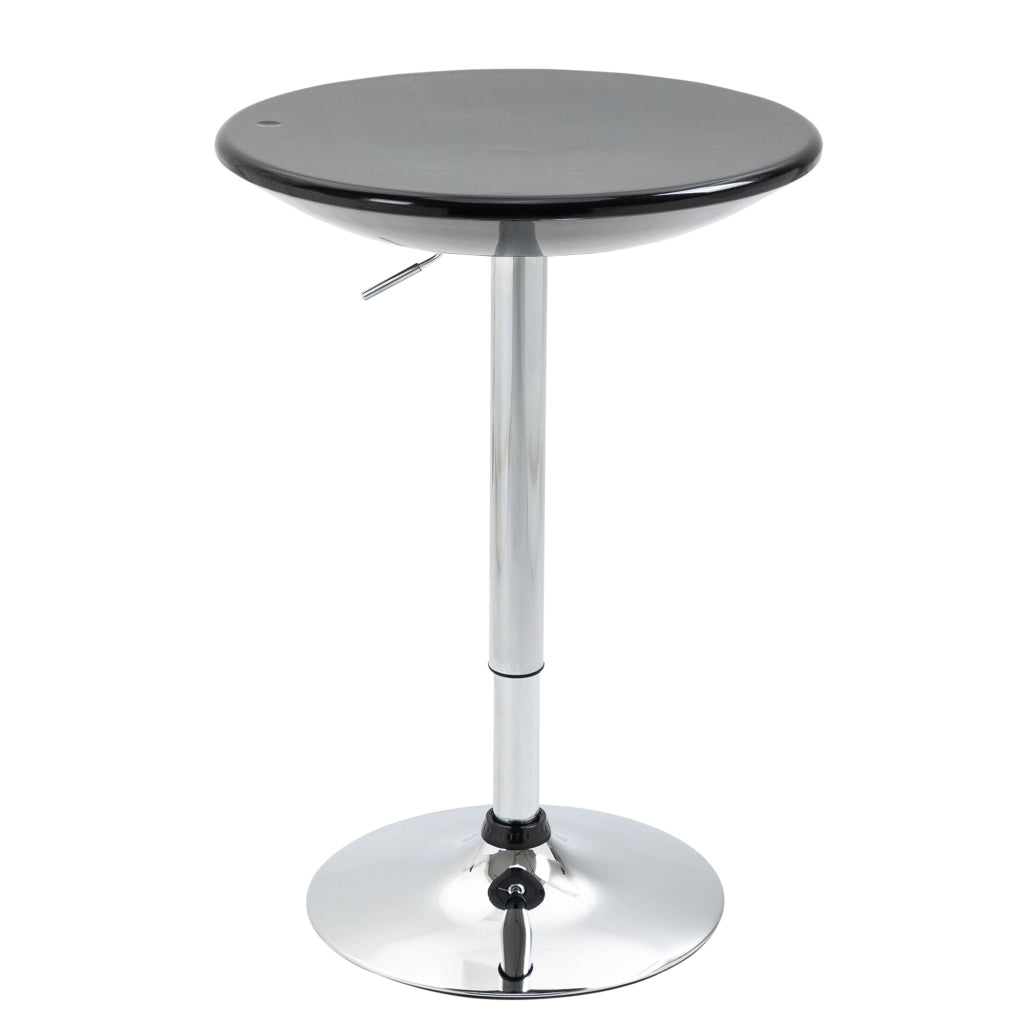EasyComfort Tavolo Rotondo da Bar con Piano Girevole, Altezza Regolabile con Leva a Gas e Base in Acciaio, Φ61x76-97cm, Nero