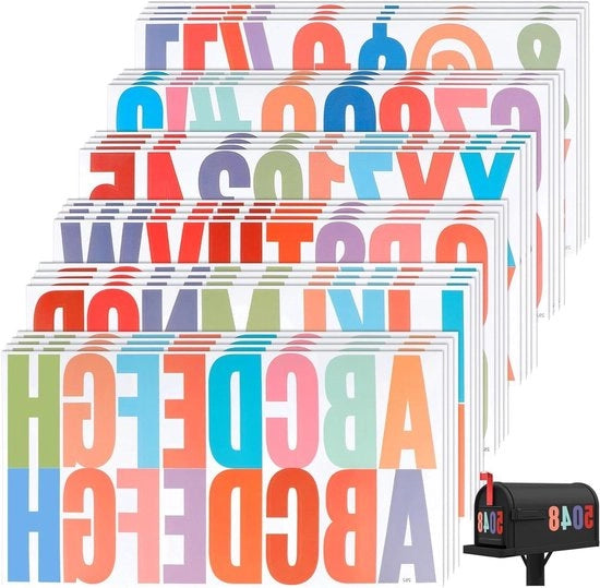 Set di stickere per lettere e numeri da 400 pezzi, 64 cm grandi, alfabeto e numeri 0-9, stickere da 24 veline, lettere e numeri, adesivi per brievenbus, notizie e porte