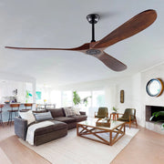 Ventilatore da soffitto 70 pollici senza luce, legno massello color noce, extra grande, impermeabile, per esterni, motore DC silenzioso