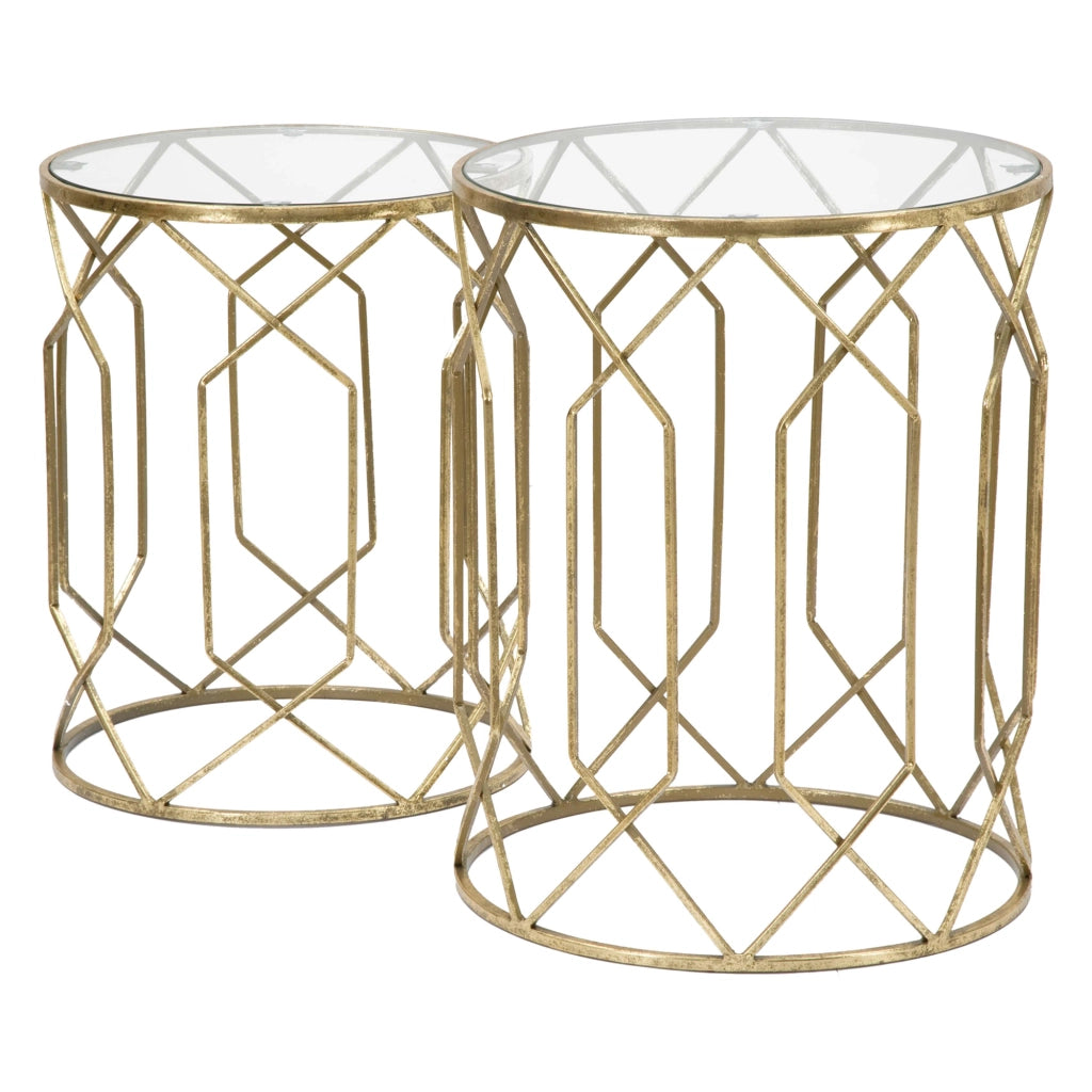 Gamalema, Tavolino da Salotto set da 2, 42x42x53h cm oro