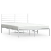 Letto matrimoniale | Letto per adulti | Giroletto con Testiera Metallo Bianco 135x190 cm