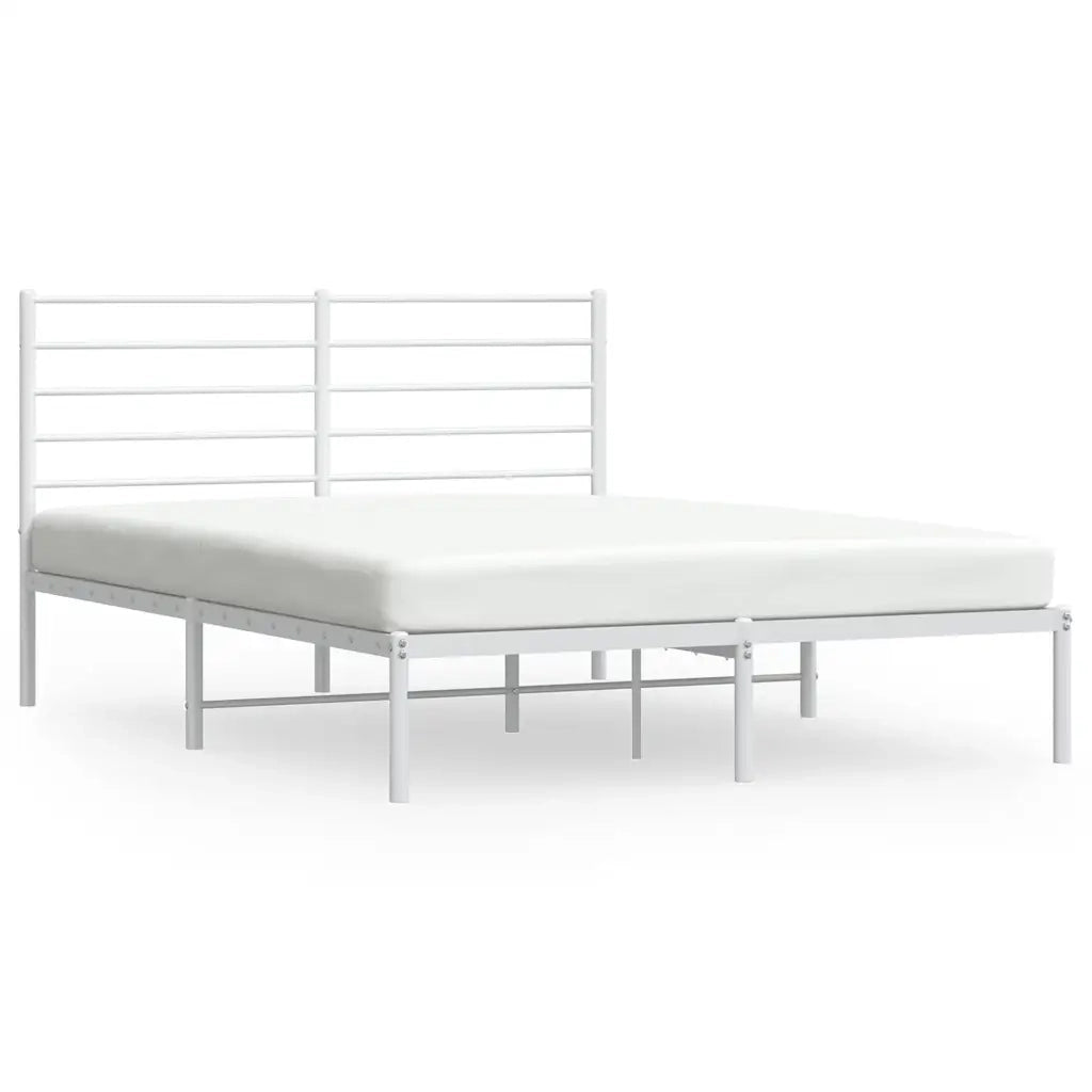 Letto matrimoniale | Letto per adulti | Giroletto con Testiera Metallo Bianco 135x190 cm