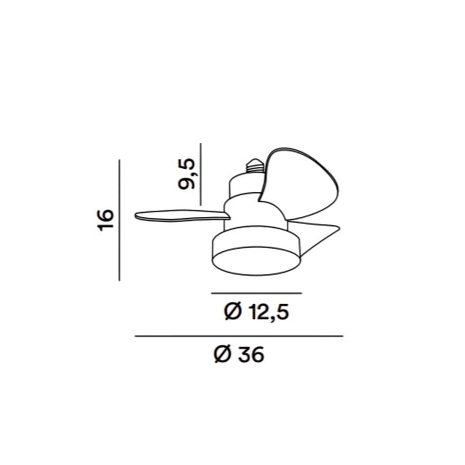 Ventilatore Perenz bianco da soffitto con luce led 15W e pale in ABS, 3 velocità, silenzioso, con telecomando, attacco E27 - Diametro 36cm