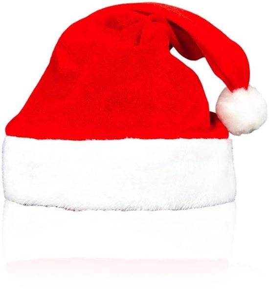 Cappello di Natale in Plush - Manuale - Rosso - Cappello di Natale Caldo e Pieno - Accessorio Unisex - Lavabile a Mano e Ambientalmente Piatto - Cappelli di Natale